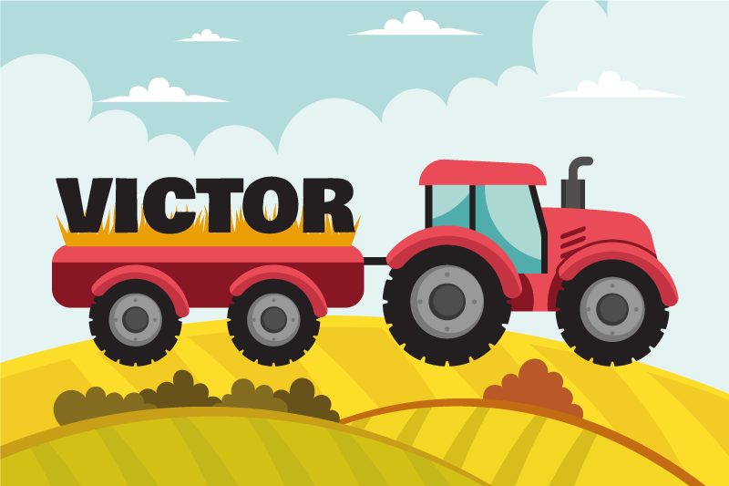 Placemat met naam Kleurrijke tractor en naam - TenStickers
