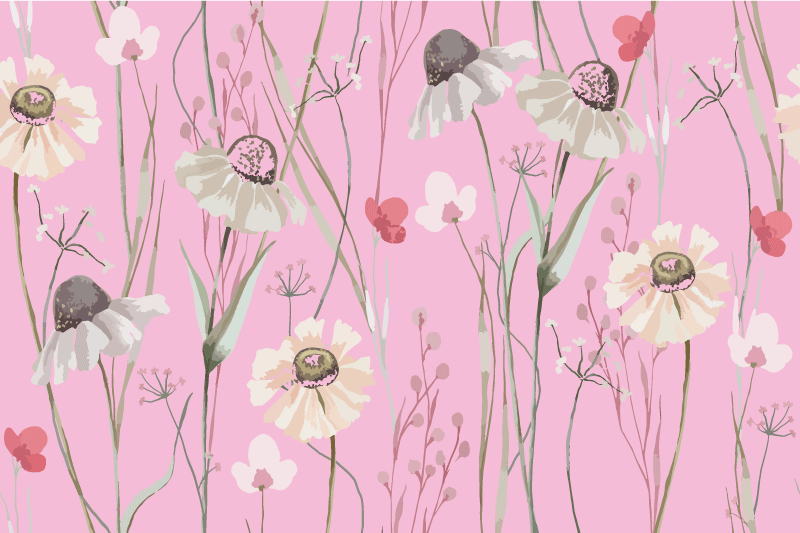 Bloemen roze patroon originele placemat - TenStickers