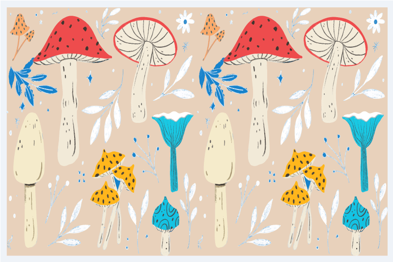 Originele placemat met speels paddenstoelenpatroon - TenStickers