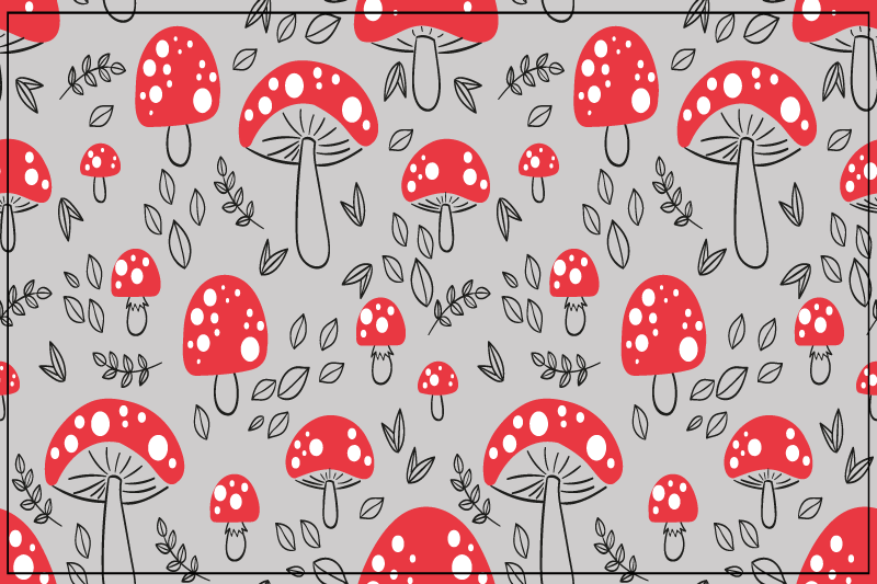 Originele placemat met rood paddenstoelenpatroon - TenStickers