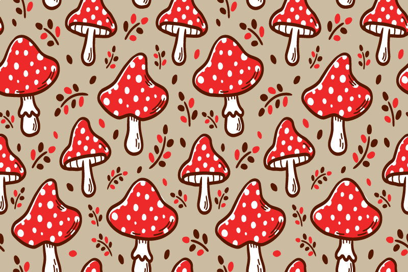 Originele placemat rode stippen paddenstoelen - TenStickers