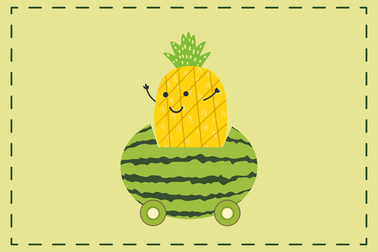Kinder placemat ananas watermeloen voertuig - TenStickers