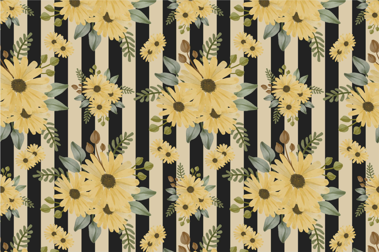 Originele placemat met bloemenstrepen patroon - TenStickers