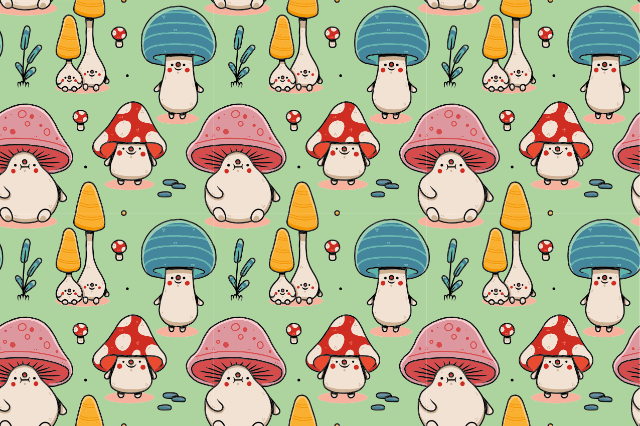 Kinder placemat schattige paddestoel figuren - TenStickers