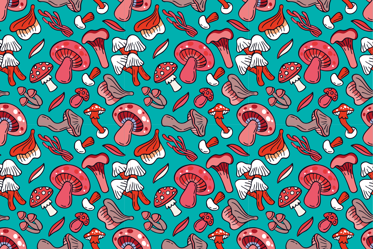Originele placemat levendig paddenstoelen concept - TenStickers