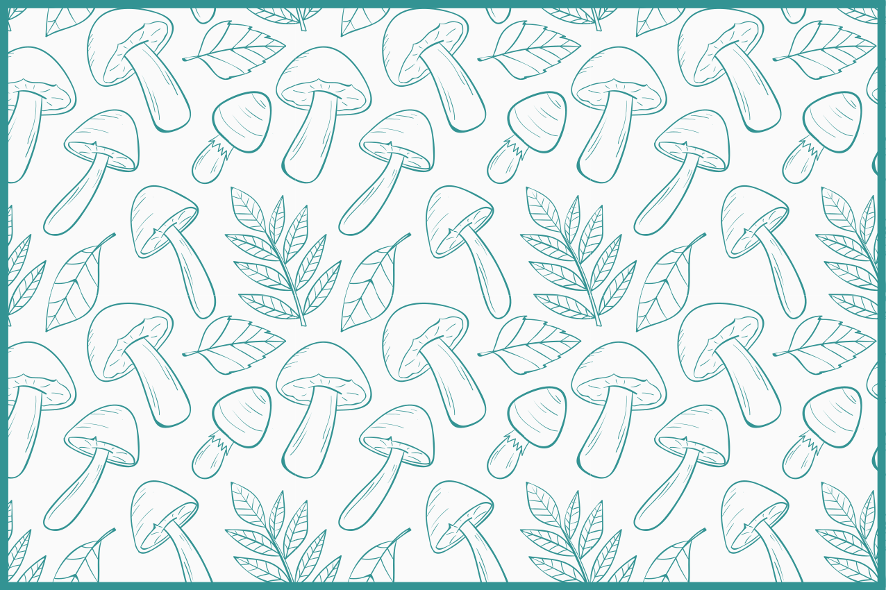 Houten placemat met paddenstoelenbladpatroon - TenStickers