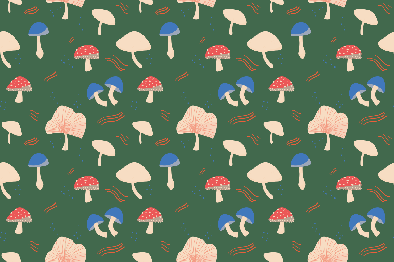 Originele placemat levendige paddenstoelenprint - TenStickers