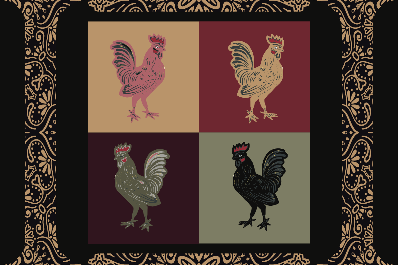 Originele placemat met levendige kipmotieven - TenStickers