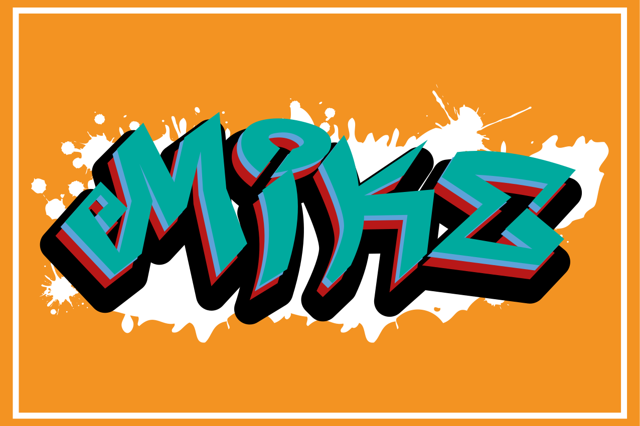 Placemat met naam Wilde stijl koningsgraffiti - TenStickers