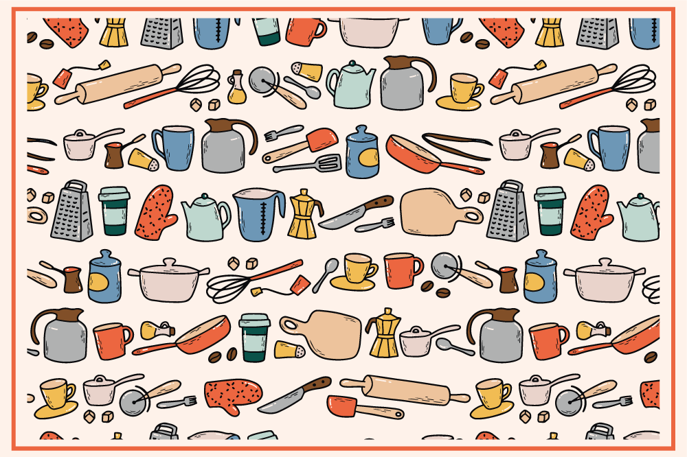 Originele placemat keukengerei assortiment - TenStickers