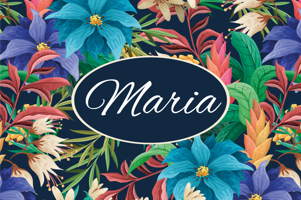 Placemat met naam bloemrijke gepersonaliseerde platter - TenStickers