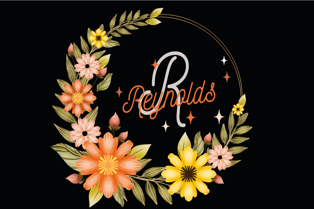 Placemat met naam gepersonaliseerde bloemstukken - TenStickers