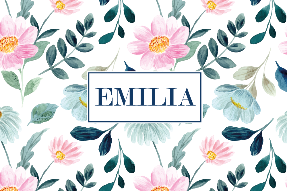 Placemat met naam gepersonaliseerd bloemenontwerp - TenStickers