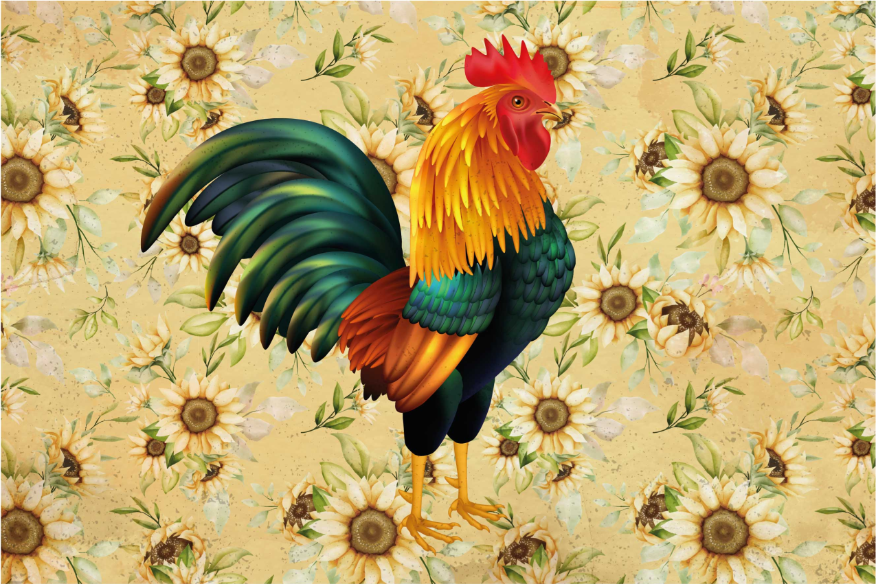 Originele placemat kleurvolle haan tafeldecoratie - TenStickers