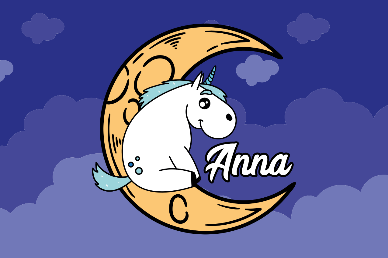 Kinder placemat eenhoorn maan nacht - TenStickers