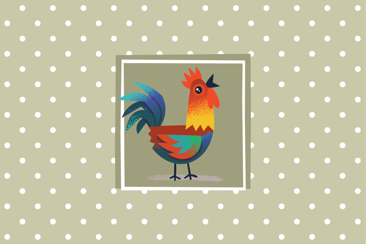 Kinder placemat met kleurrijke haan kunst - TenStickers