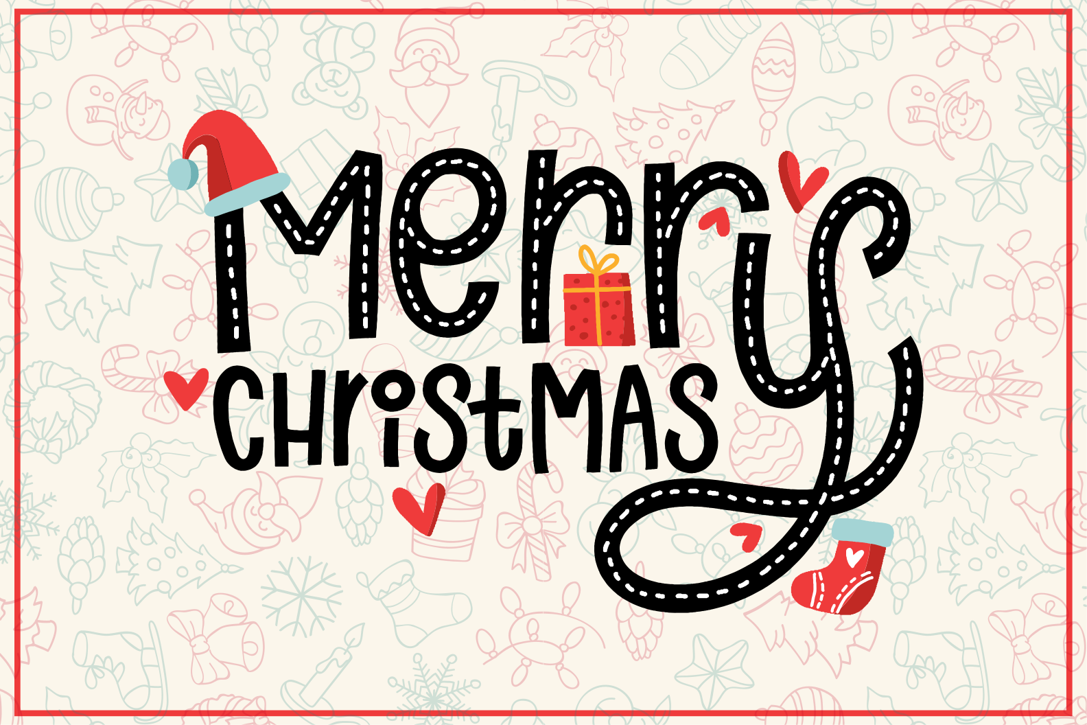 Kerstmis placemat vrolijke kerstboodschap - TenStickers