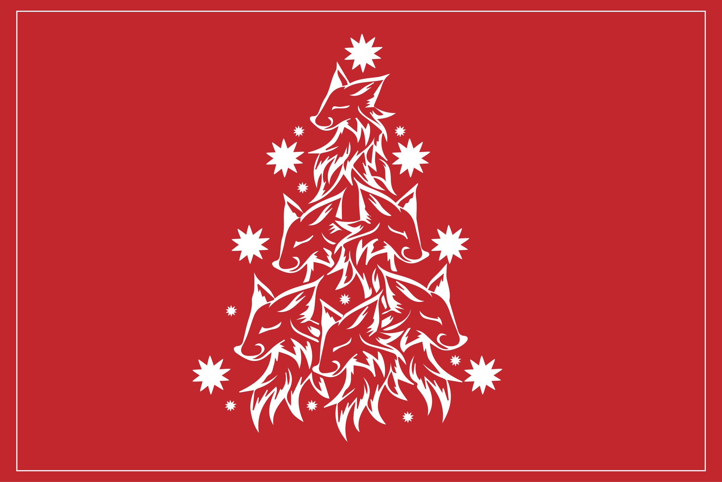 Kerstmis placemat gestileerde vos boom - TenStickers