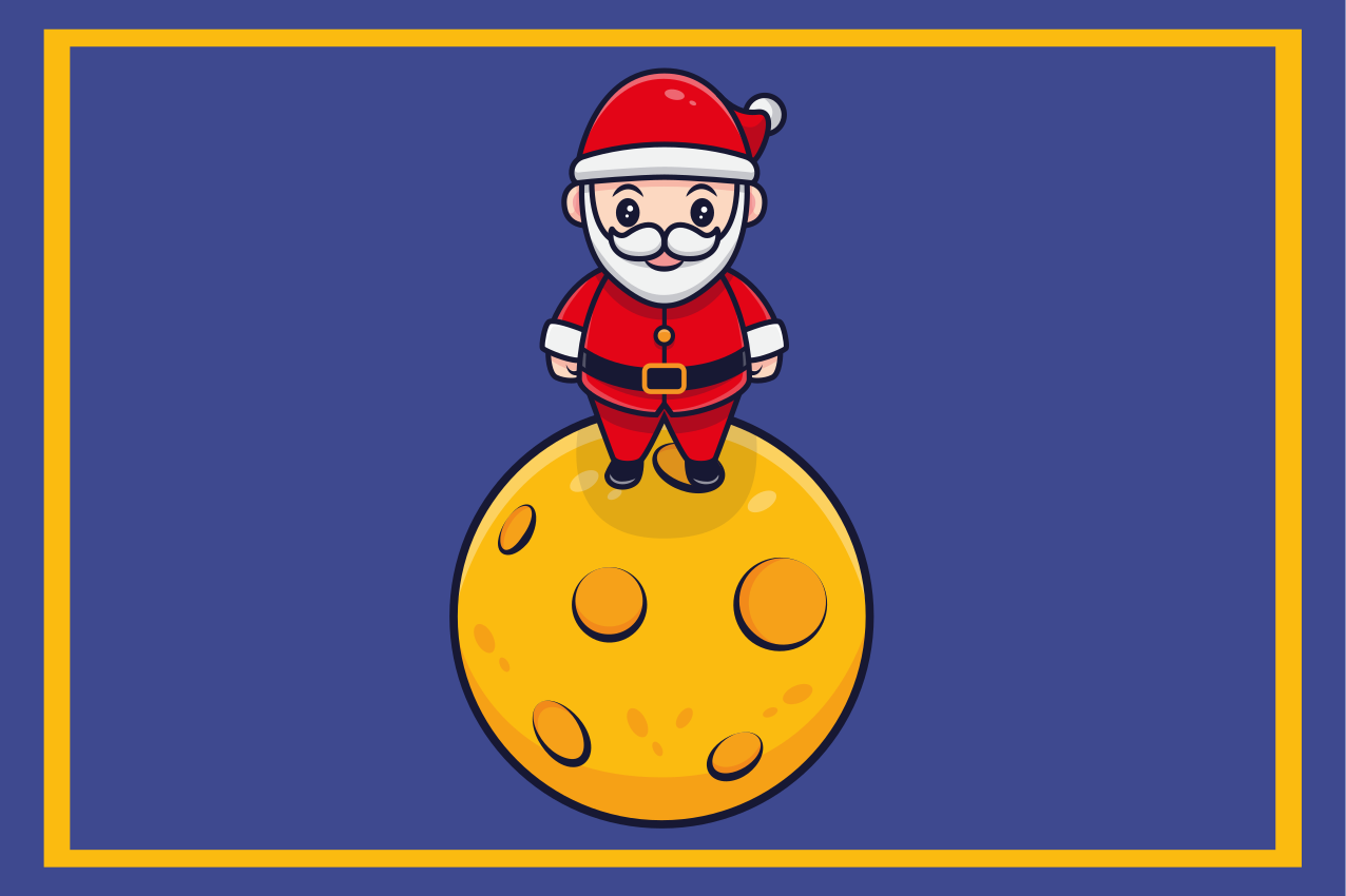 Kerstmis placemat santa op de maan - TenStickers