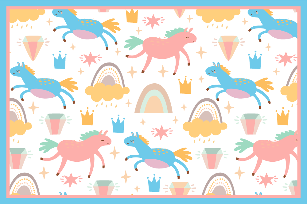 Kinder placemat kleurrijke eenhoorns rennend - TenStickers