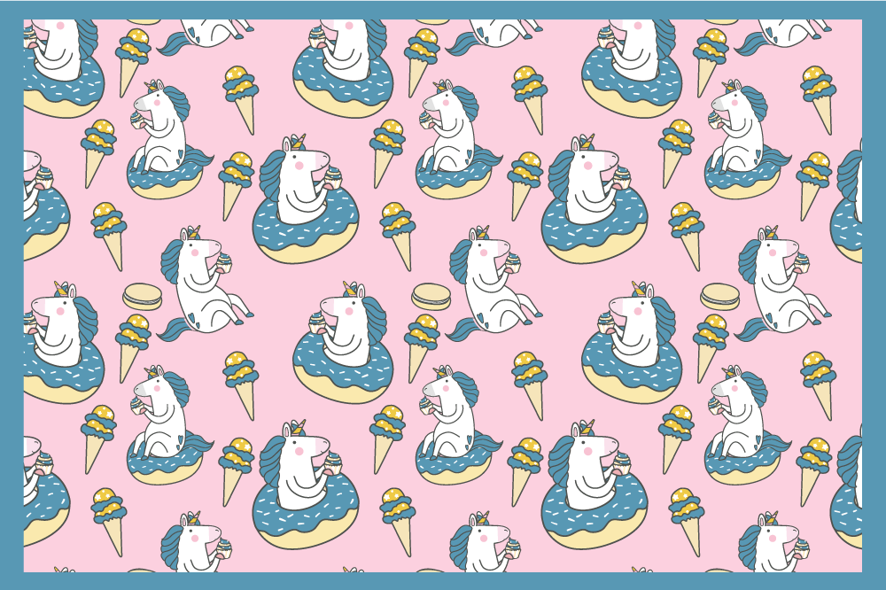 Kinder placemat eenhoorns met ijsjes - TenStickers