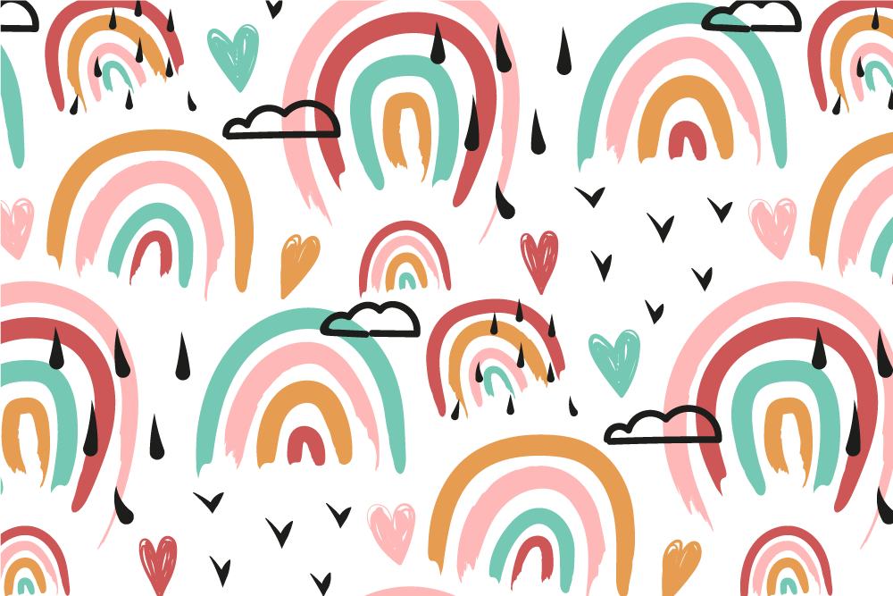 Kinder placemat regenboog hart patroon - TenStickers