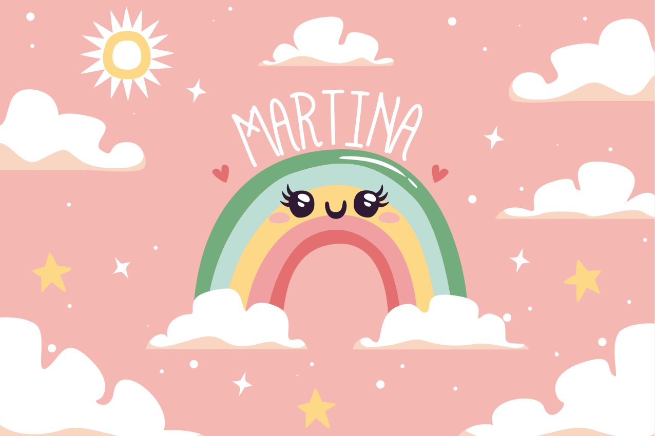 Kinder placemat vrolijke regenboogscène - TenStickers