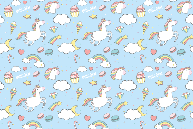 Kinder placemat eenhoorns en regenbogen - TenStickers
