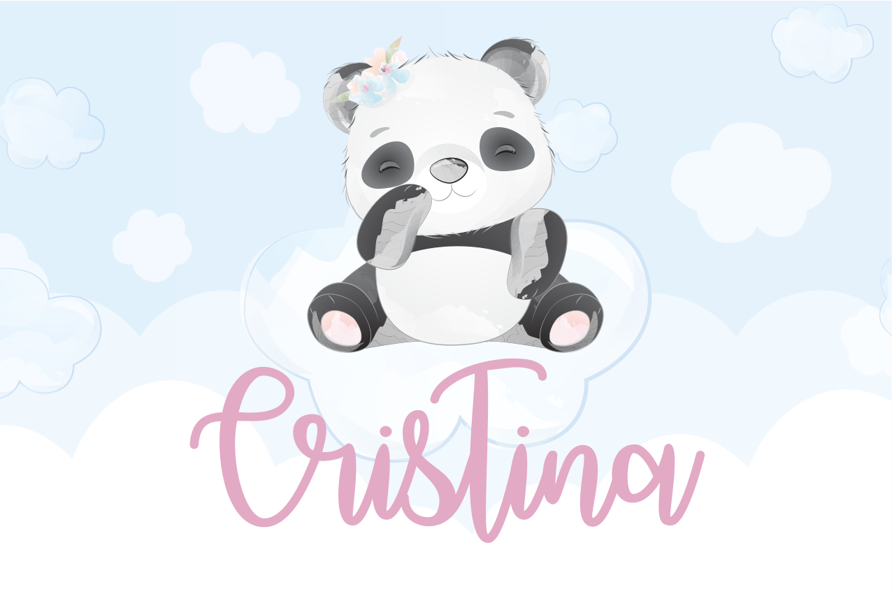 Kinder placemat schattig panda karakter - TenStickers