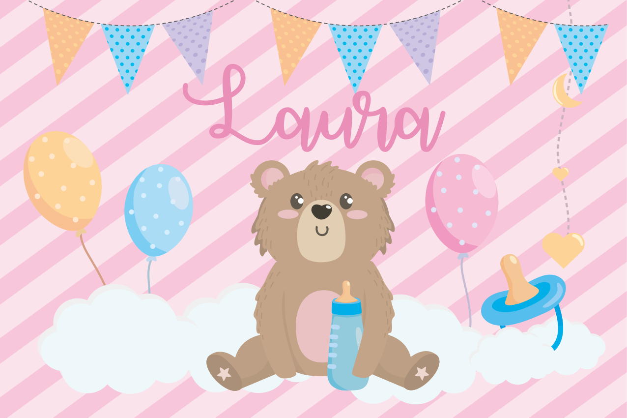 Kinder placemat schattige beer ballon - TenStickers