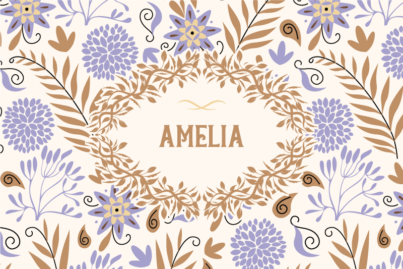 Placemat met naam bloemenpatroon placemats - TenStickers