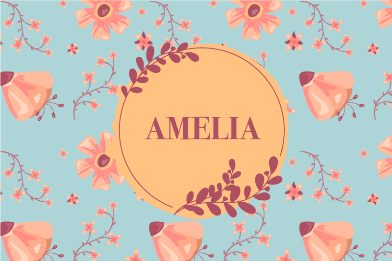 Placemat met naam botanische gepersonaliseerde naam - TenStickers