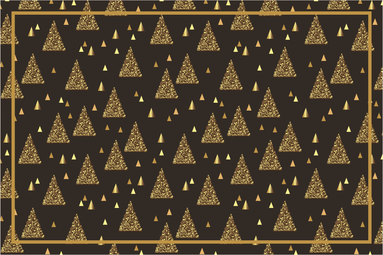 Kerstmis placemat elegante gouden kerstbomen - TenStickers