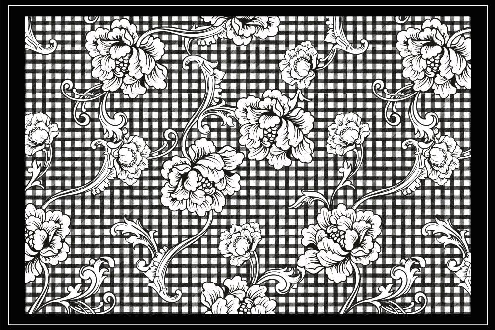 Elegante placemat zwart bloemenpatroon - TenStickers