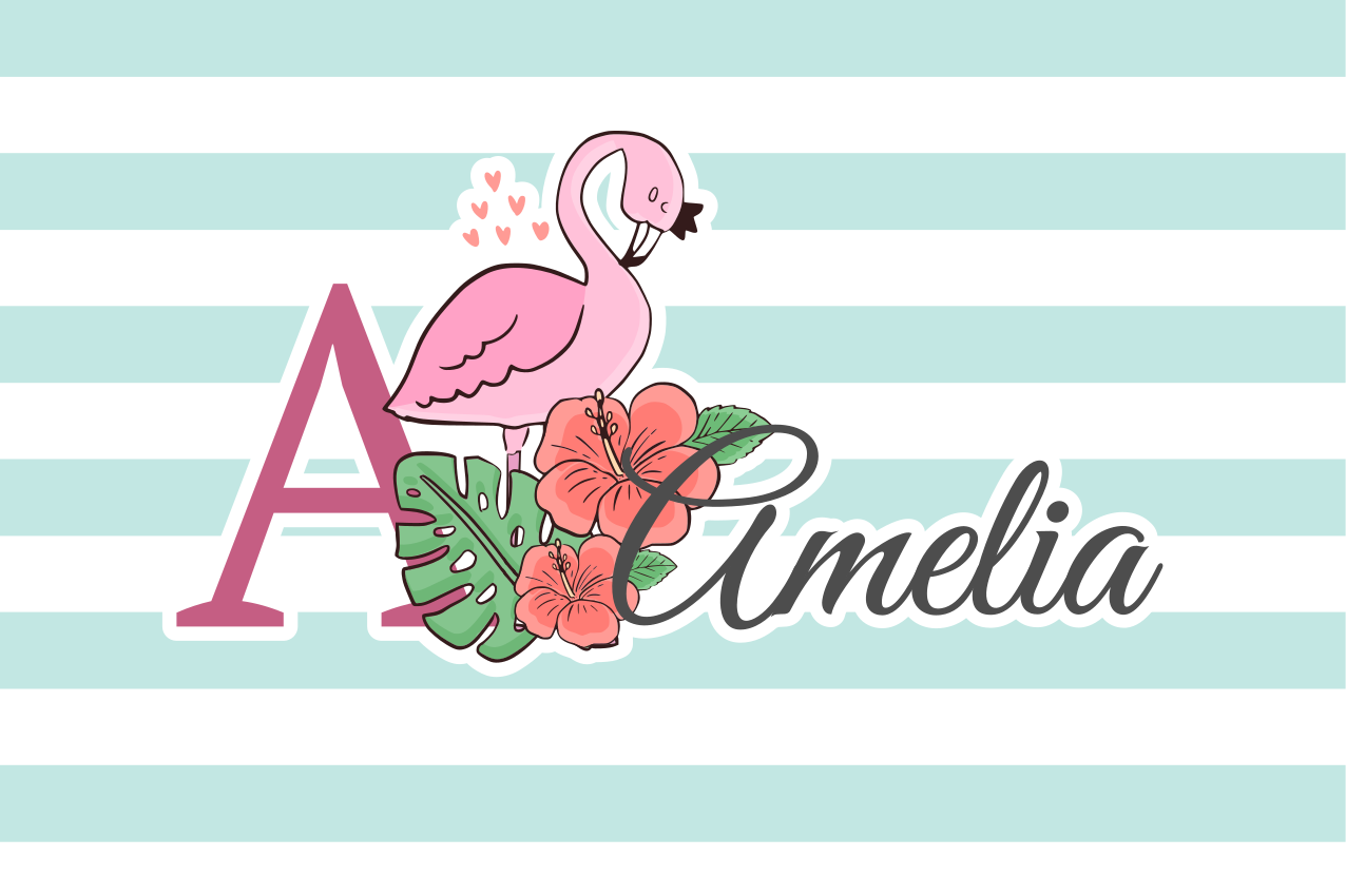 Kinder placemat flamingo monogram amelia - TenStickers
