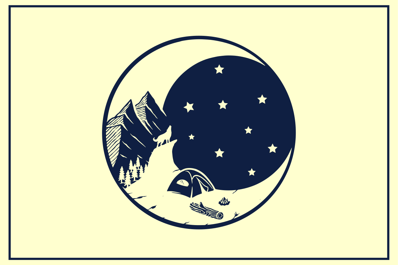 Originele placemat bergcamping scène - TenStickers