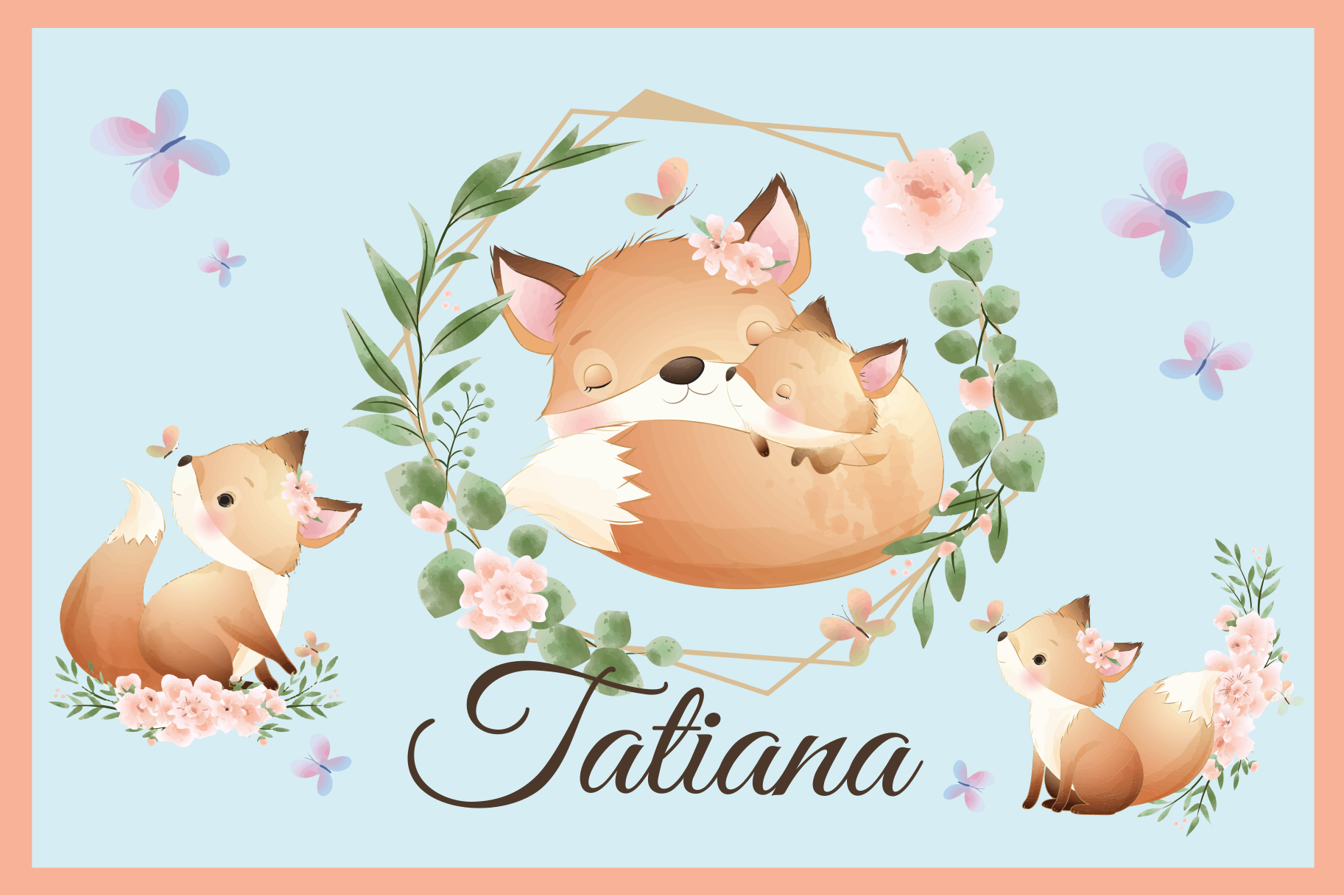 Kinder placemat schattige vos familie - TenStickers