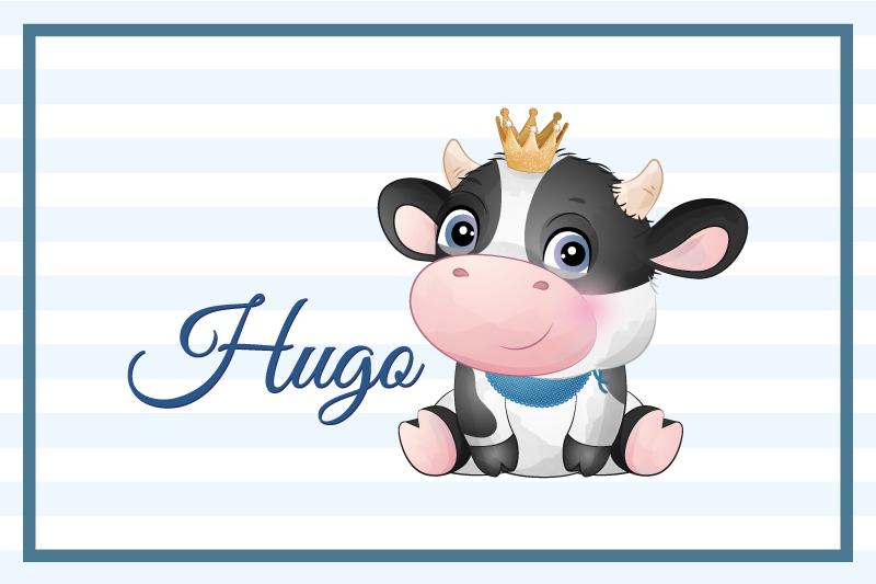 Kinder placemat koe karakter illustratie - TenStickers