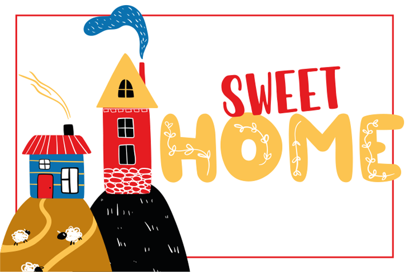 Kinder placemat kleurrijke huis scene - TenStickers