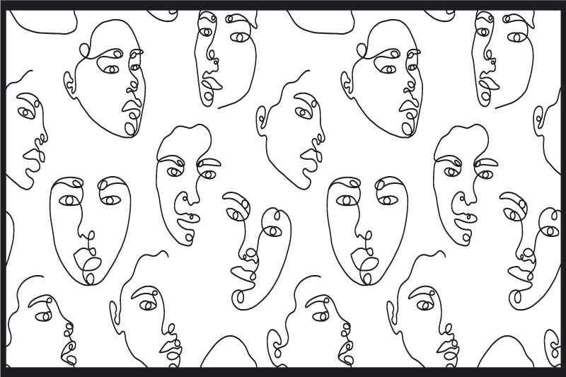 Moderne placemat abstracte gezichten lijntekening - TenStickers