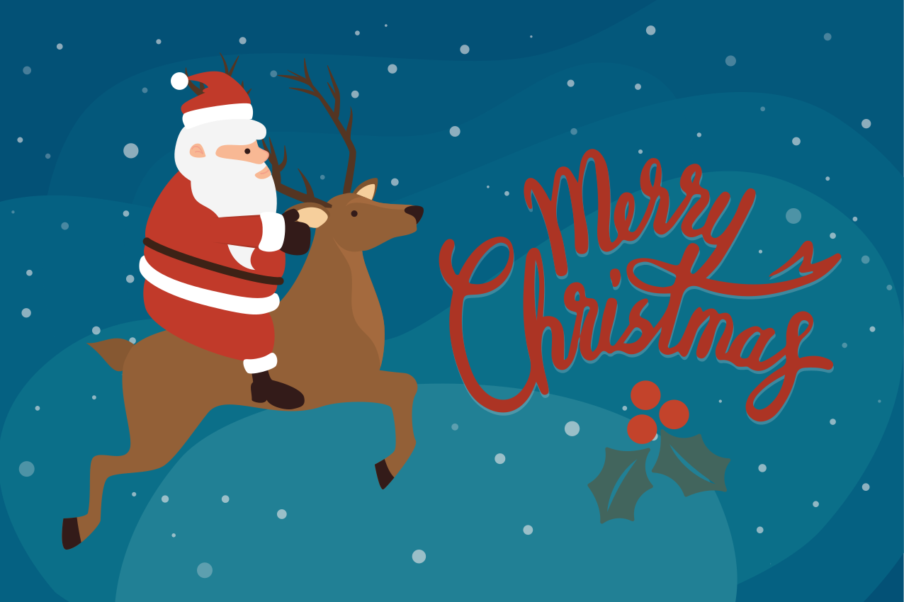 Kerstmis placemat met santa op het rendier - TenStickers