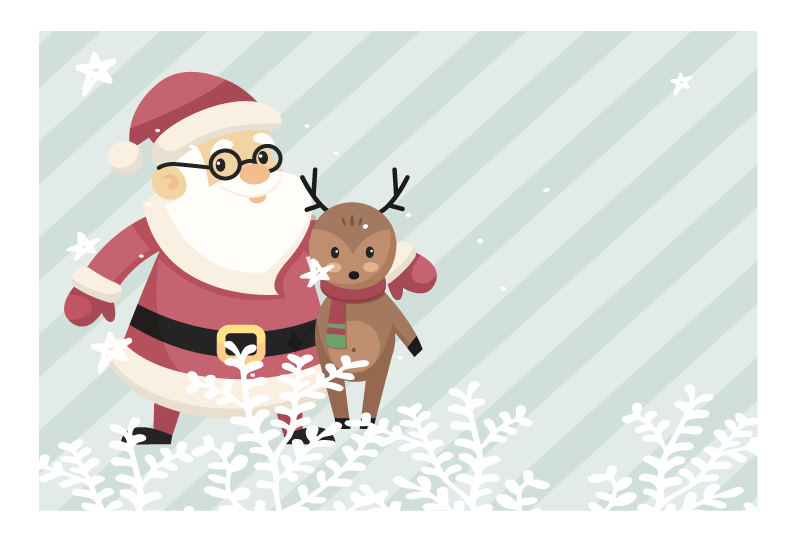 Kerstmis placemat met kerstman en rendieren - TenStickers