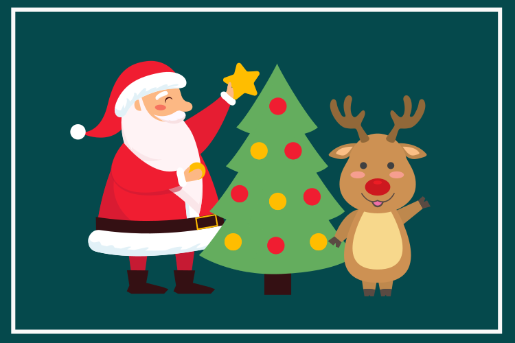 Kerstmis placemat kerstman en rendieren - TenStickers