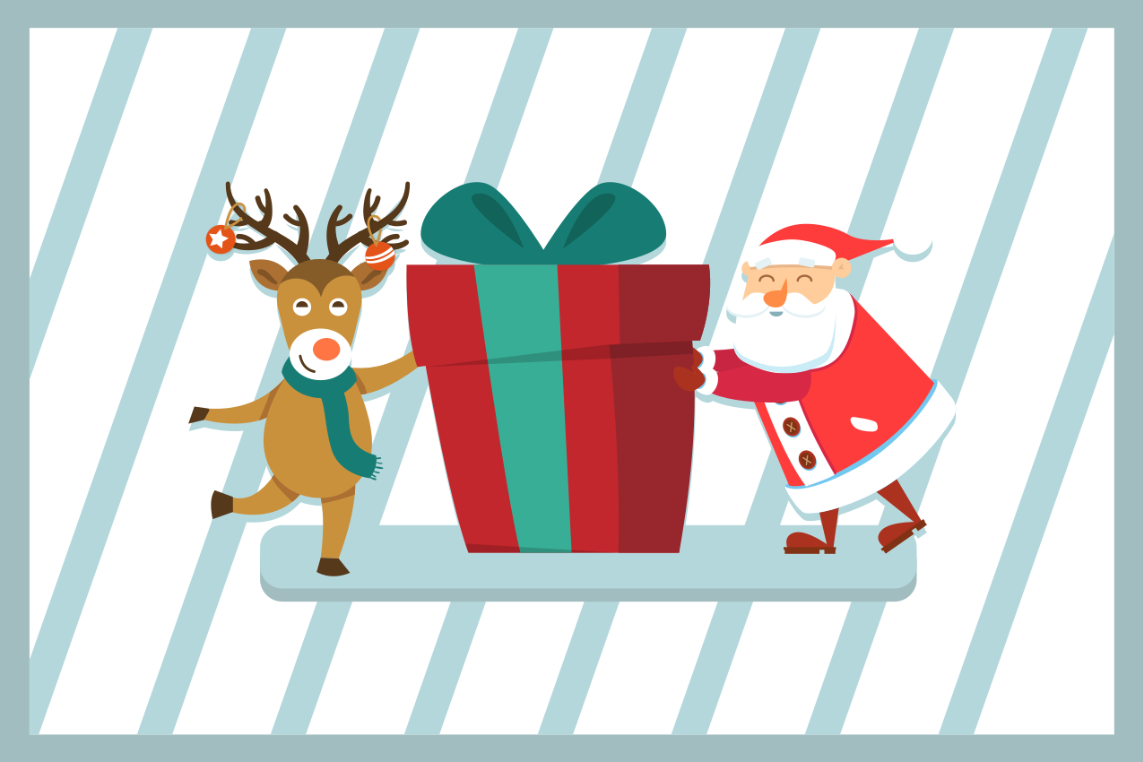 Kerstmis placemat santa en rendier cadeau - TenStickers