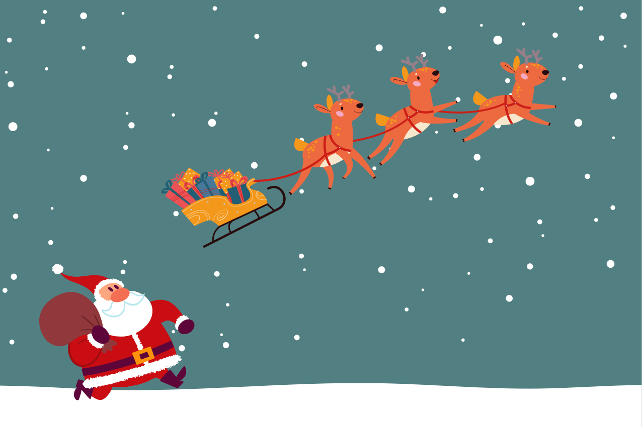 Kerstmis placemat santa claus slede rit - TenStickers