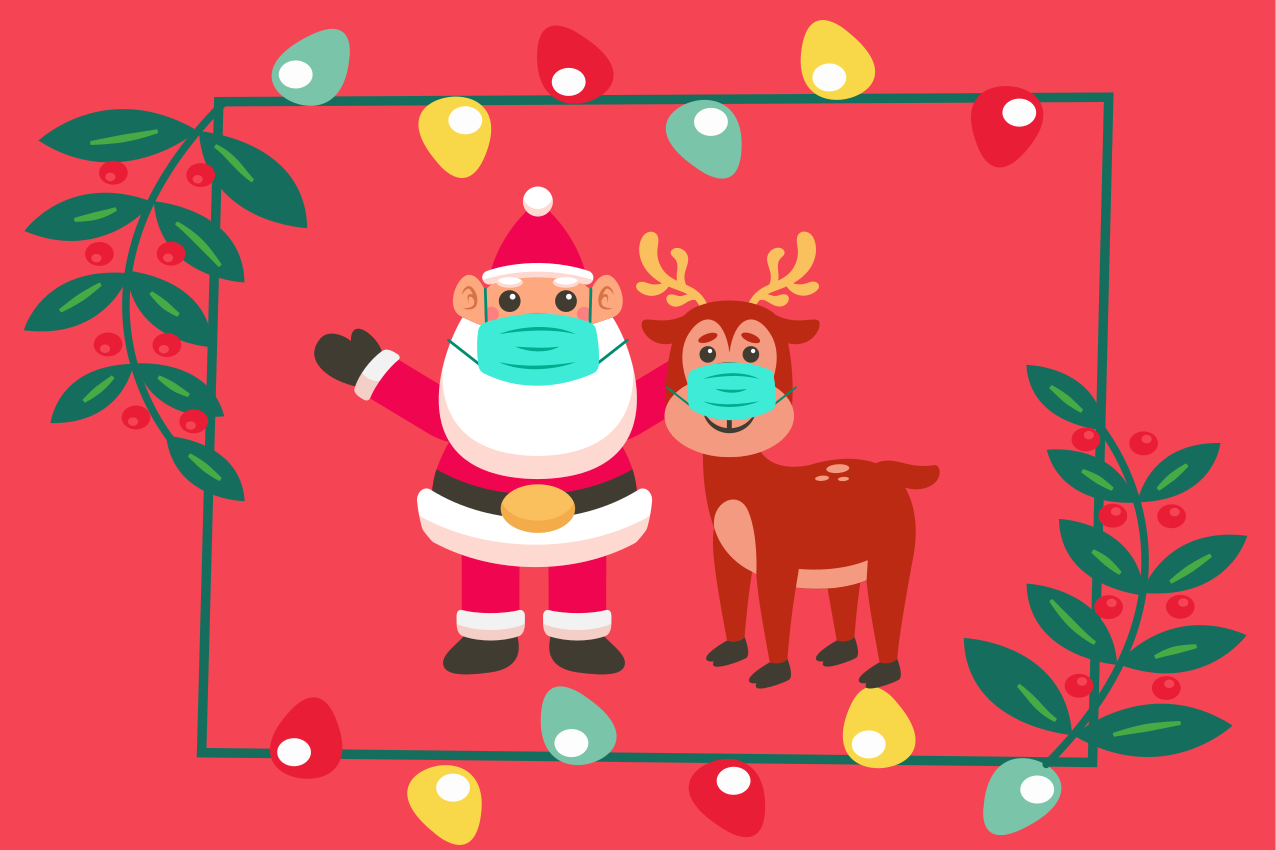 Kerstmis placemat met kerstman en slee - TenStickers