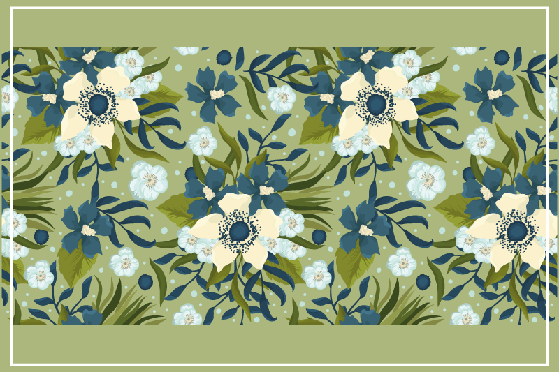 Houten placemat met bloemenpatroon achtergrond - TenStickers