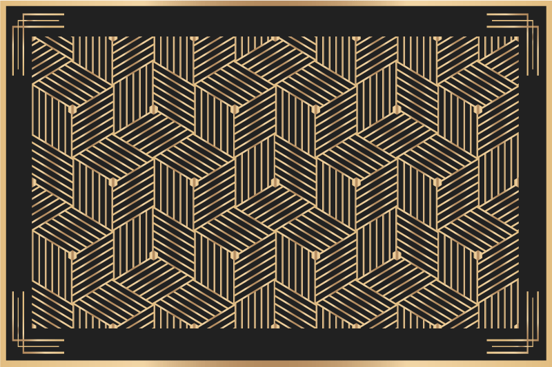 Houten placemat met geometrisch gouden patroon - TenStickers