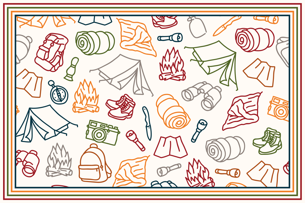Originele placemat camping avontuur iconen - TenStickers