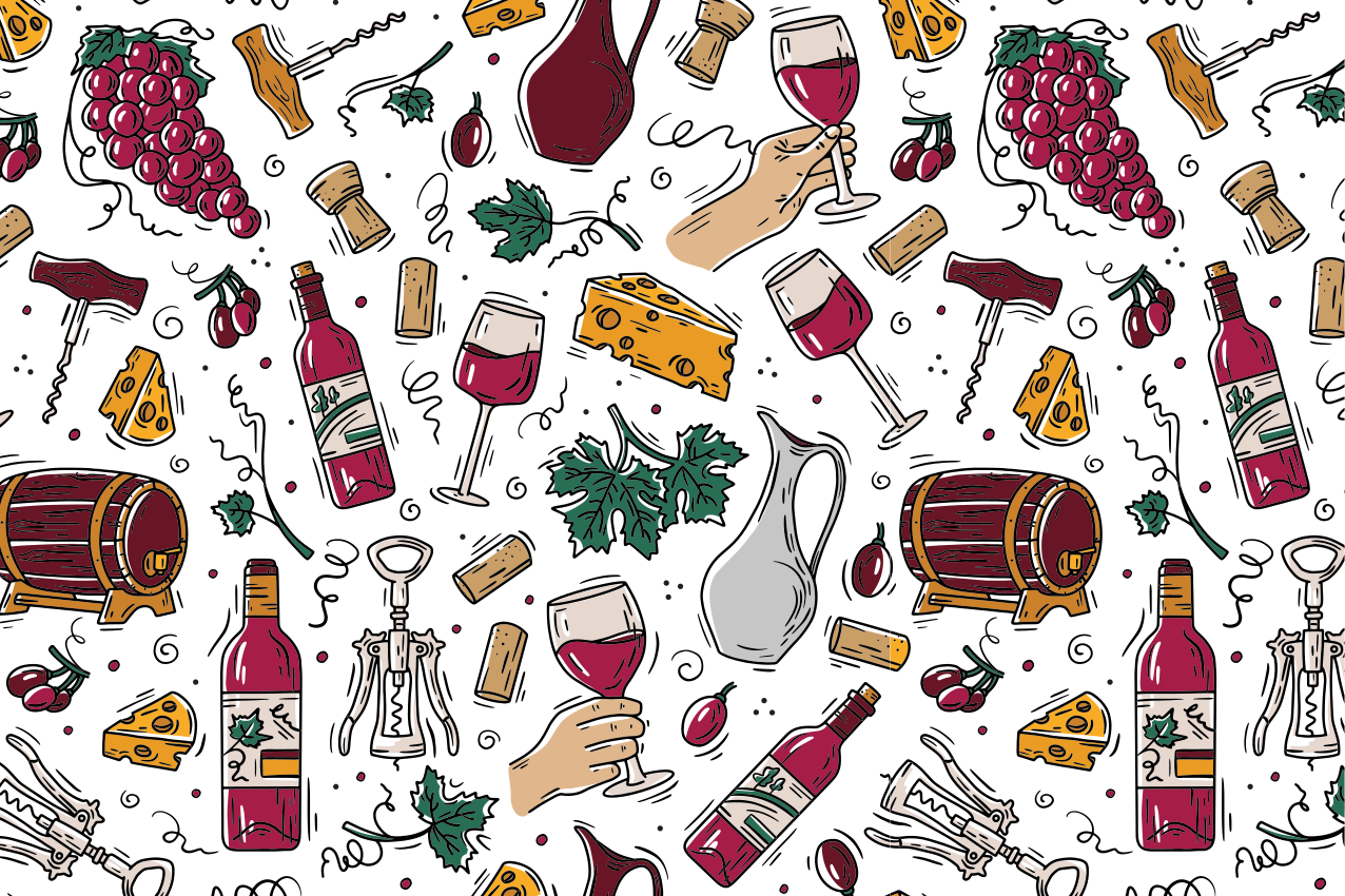 Originele placemat thema wijn en kaas - TenStickers